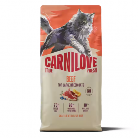 Ултра премиум суха храна за котки от големите породи Carnilove TRUE FRESH Beef Dry Food for Adult Large Breeds Cats със 70% прясно говеждо месо 400гр